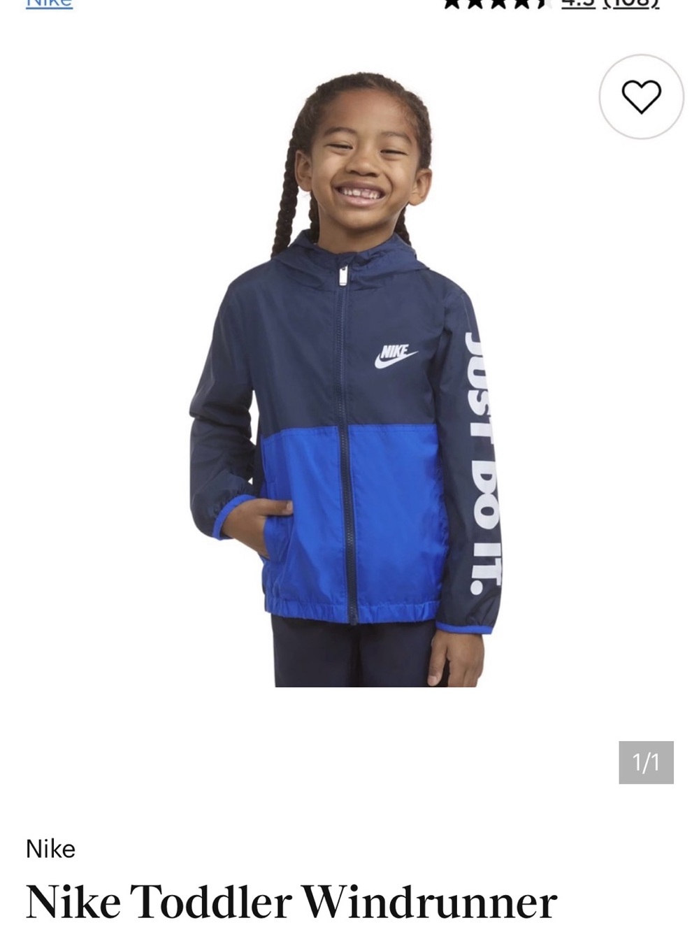 Nike Kids Hooded Windbreaker - Navy & Royal Blue